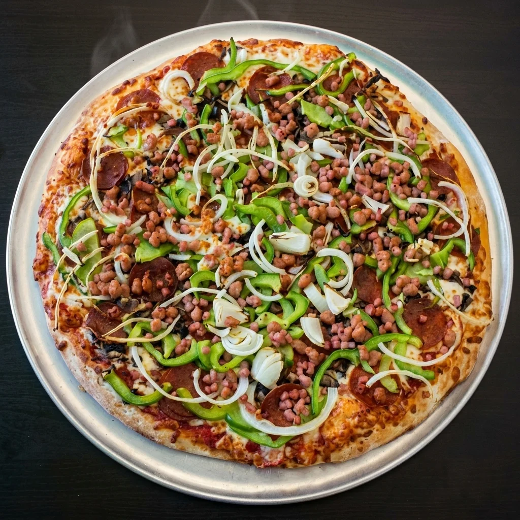 The Deluxe loaded pizza at Sargent Flying Pizza in Winnipeg